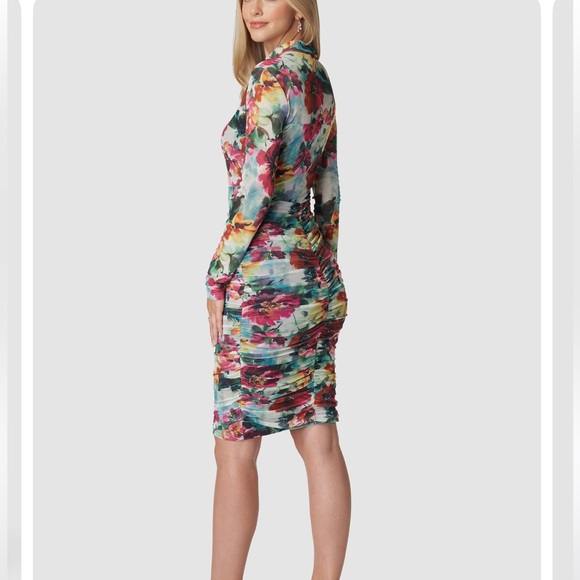 bebe Floral Multicolor Midi Dress - Picture 3 of 3
